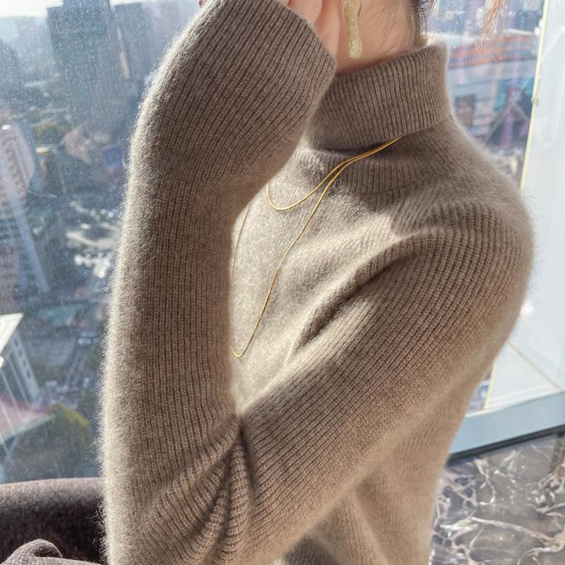 Women's Cashmere Sweater Thickened Qinghe Cashmere 30% Cashmere 70% Wool Women's Autumn and Winter Cashmere Pullover Soft and Warm