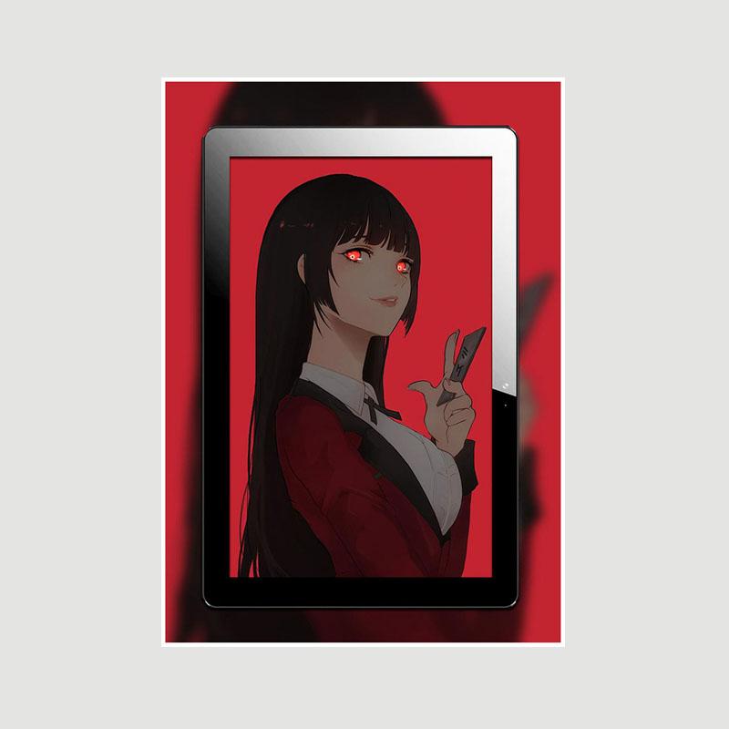 Винтажная белая бумага Kakegurui Плакаты Японское аниме Ретро-постеры и принты Художественная живопись Домашнее украшение Фреска Спальня Кафе Декор