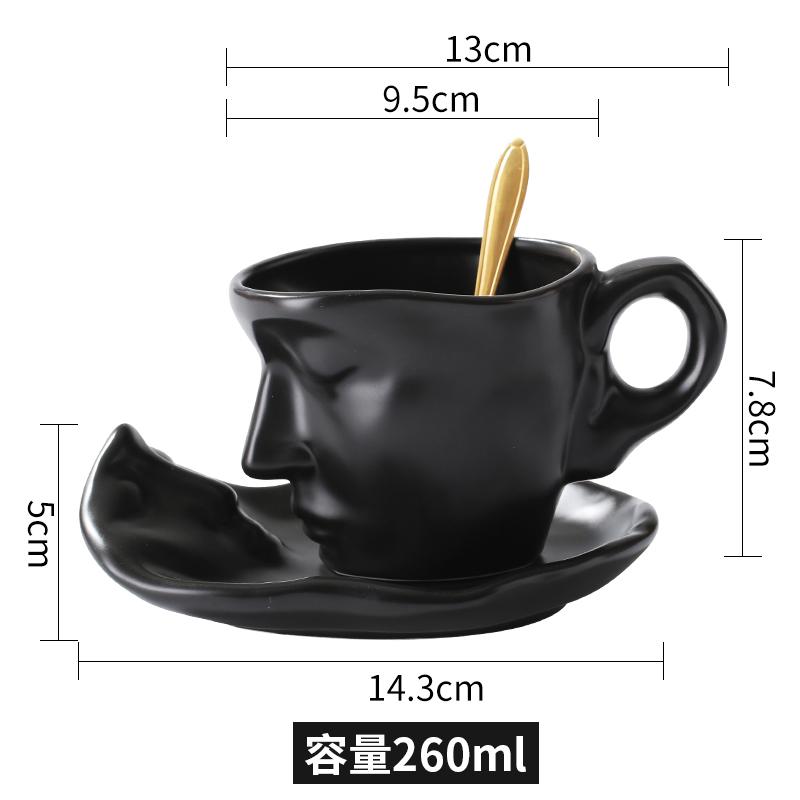 Европейская керамическая кофейная чашка с абстрактным лицом и блюдцем, пара кружка, изысканная голова, десертная чайная чашка, офисная кружка-пародия, украшение для дома