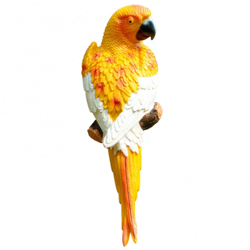 Resin Decor Craft Decoration Simulation Parrot Bird Sculpture Wall Hanging Garden Decoration
