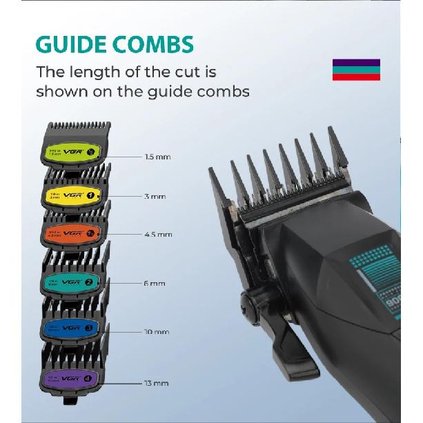 VGR Hair Clipper Adjustable Hair Trimmer Cordless Hair Cutting Machine Vector Motor 11000 RPM Barber Combo Clipper for Men V-875