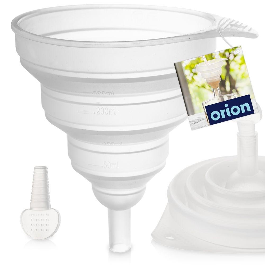 Lejek kuchenny silikonowy składany 12cm z miarką do słoików butelek biały KEMP ORION 120454