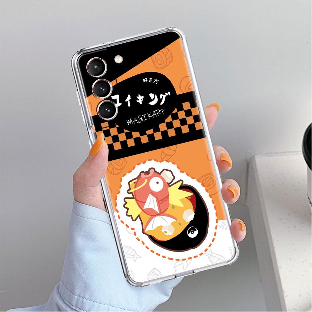 Мультяшный чехол с покемонами и суши, прозрачный, для Samsung Galaxy S22 S20 FE S21 S10 S9 Plus Note 20 Ultra 10 Lite, прозрачная телефонная накладка