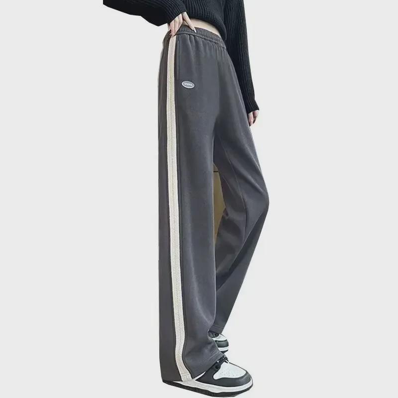 Широкие повседневные прямые спортивные брюки для девочек весна/осень 2024 г.