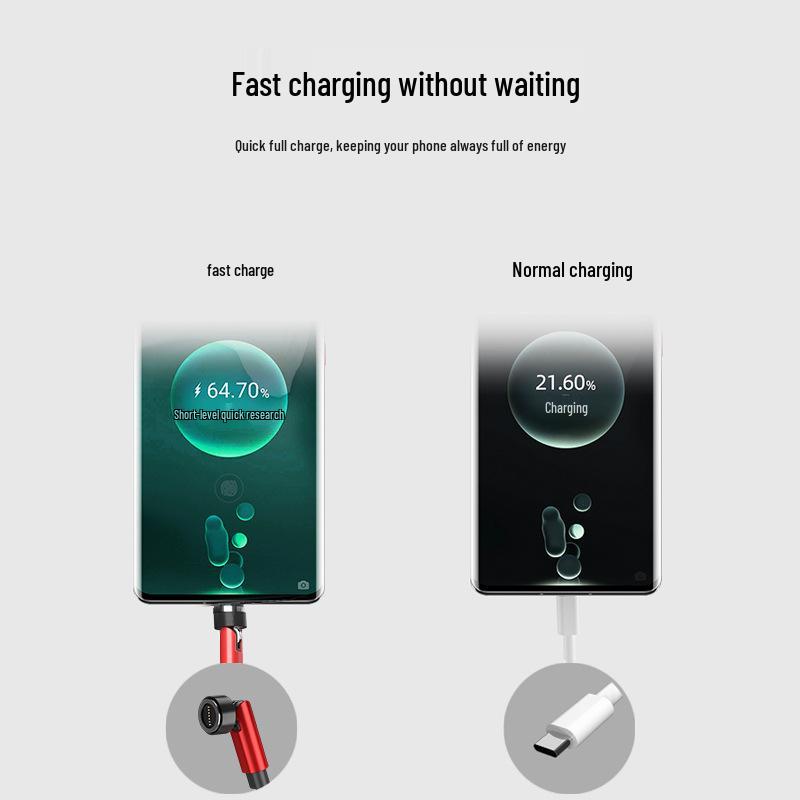 Магнитный кабель USB-C/Android на 7 контактов 3A для быстрой зарядки 540° с поворотным изгибом