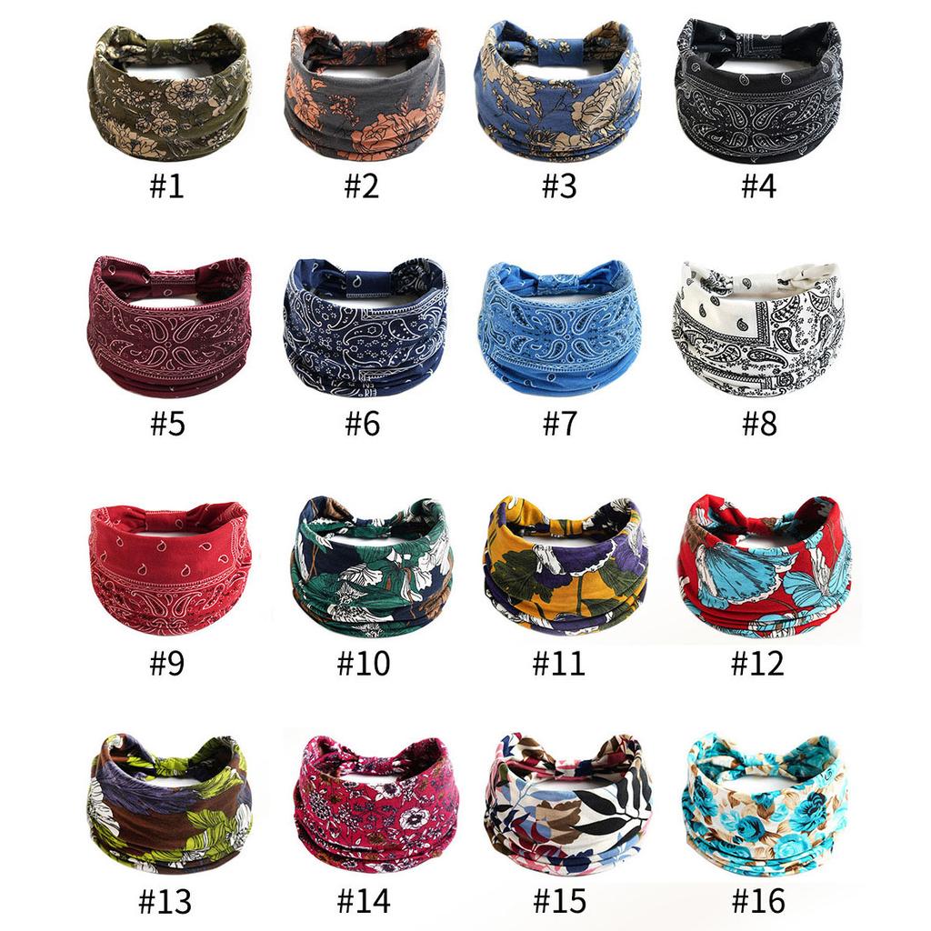 New Vintage Knot Elastic Headbands Turban Headwrap Wide For Women Girls Flower Print Cotton Soft Boho Bandana Hair Accessories