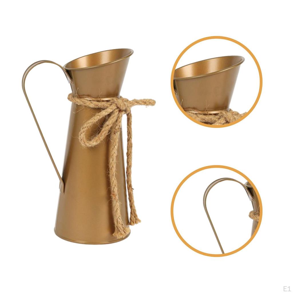 Железная ваза-кувшин Декоративная ваза для цветов Ретро Фотореквизит Деревенский металлический горшок-кашпо для сада