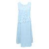 Women's Fashion Elegant Solid Color Lace Patchwork Chiffon Sleeveless Round Neck Dress Two Piece Dress
