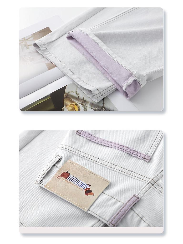 2025 Hot Women’s Morandi Gray High-Waisted Loose Straight-Leg Jeans