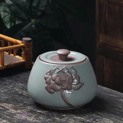 Керамическая чайная банка Zhi Shi Egret Lotus