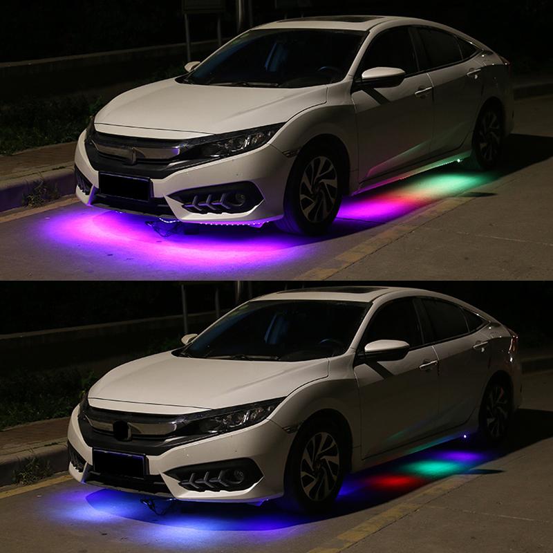 RGB LED Strip Music Remote Control Streamer Flowing Under Car Tube Underglow Underbody System Neon Light