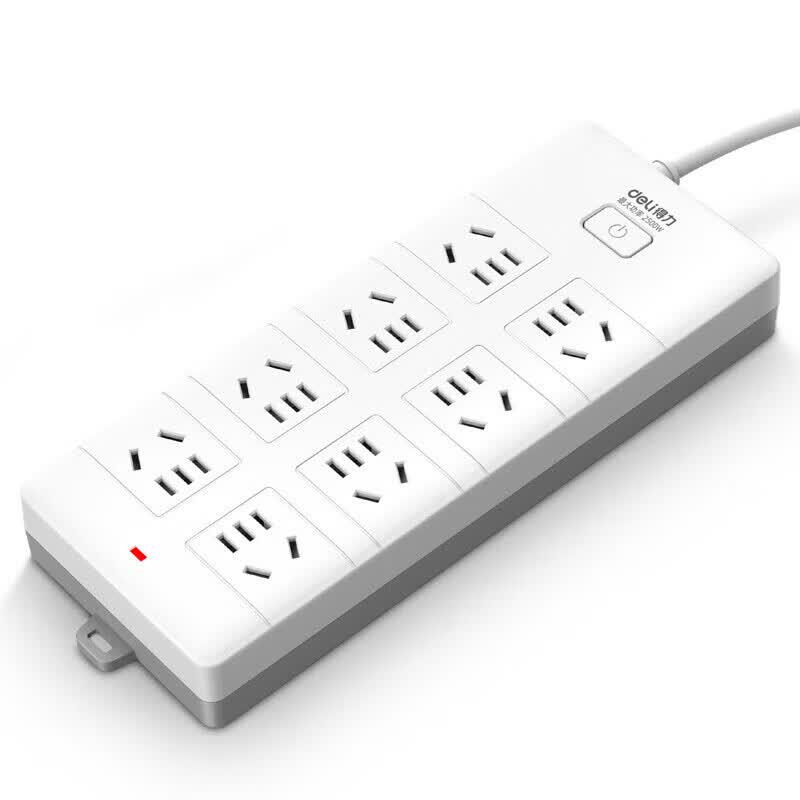 Deli 8-Outlet Power Strip with Master Switch CN plug (adapter included)