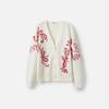 Women's New Year Red Jacquard Knit Cardigan