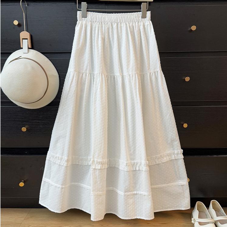 DIMANAF 2025 Летние новые женские юбки с эластичной талией, однотонные элегантные юбки желто-зеленого цвета