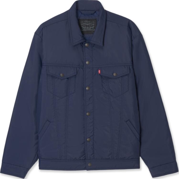 Levis Однотонная Простая Удобная Свободная Хлопковая Куртка с Длинным Рукавом Мужская Куртка Темно-синяя A6086-0005