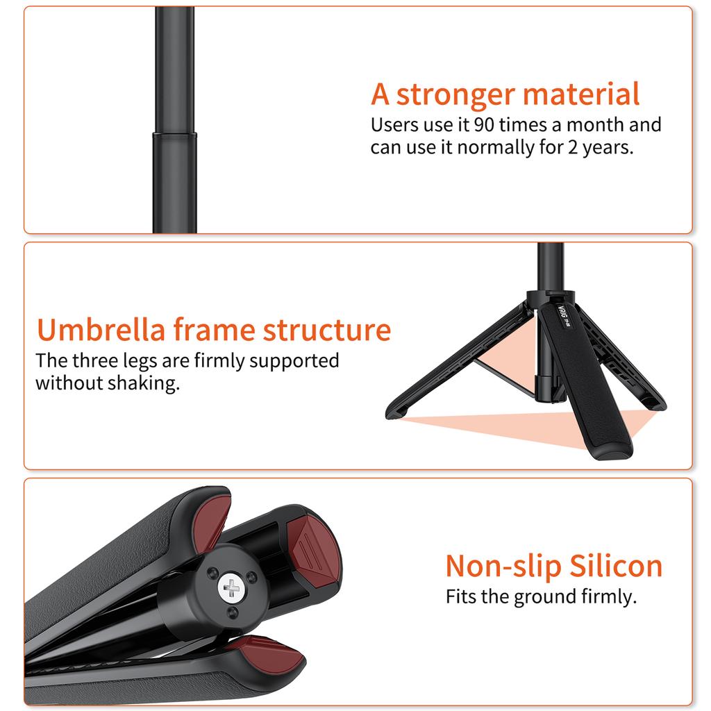 Штатив для спортивной камеры VRIG TP-08, штатив для селфи, алюминиевый сплав, макс. 51 см/20,1 дюйма. Высота