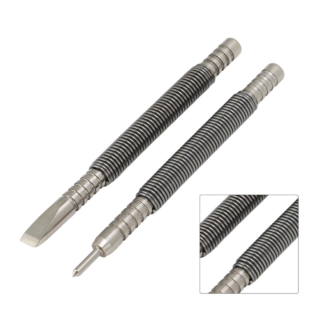 2-Piece Nail Set Tool with High Carbon Steel Double Ended Spring Punch Hammerless Nail Set Punch for Efficiency and Damage