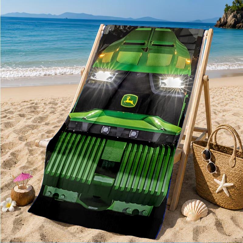 Пляжное полотенце с логотипом John Deere, Быстросохнущее, Легко ухаживать, Подходит как для фитнеса, так и для пляжного отдыха, Спортивный аксессуар