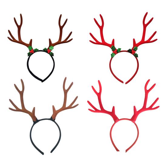 Рождественский ободок с рогами, праздничный декор в виде оленьих рогов, аксессуар для волос, рождественская заколка, фестивальный ободок для волос