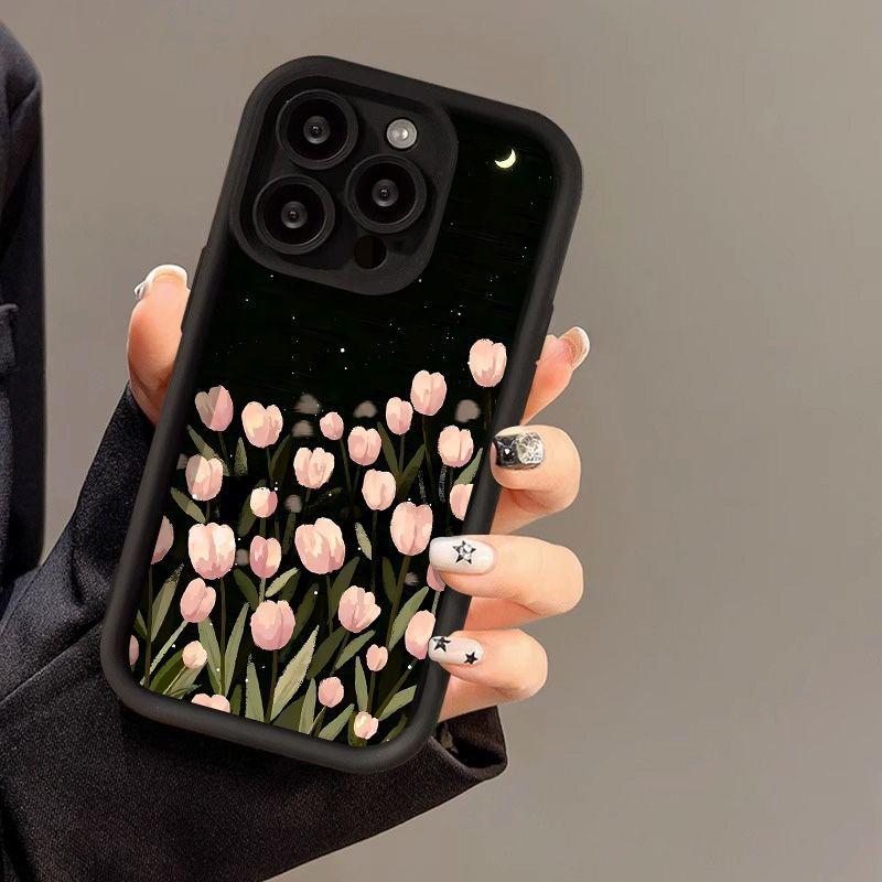 Цветок тюльпана для чехла телефона iPhone17pormax 14/13 мультяшный 12/11 матовый 15