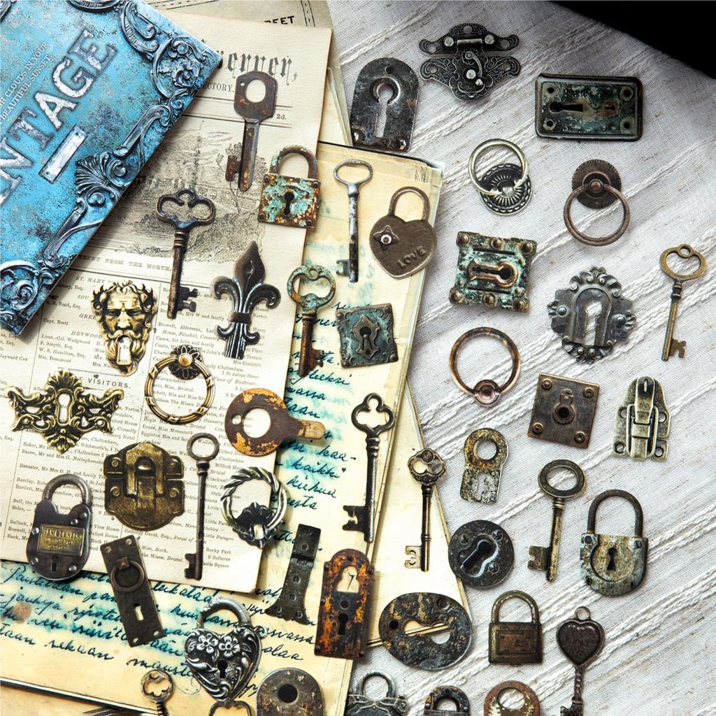 50pcs/1lot Kawaii Scrapbook Stickers Vintage Collection Junk Journal Gold Planner Stationery Decorative