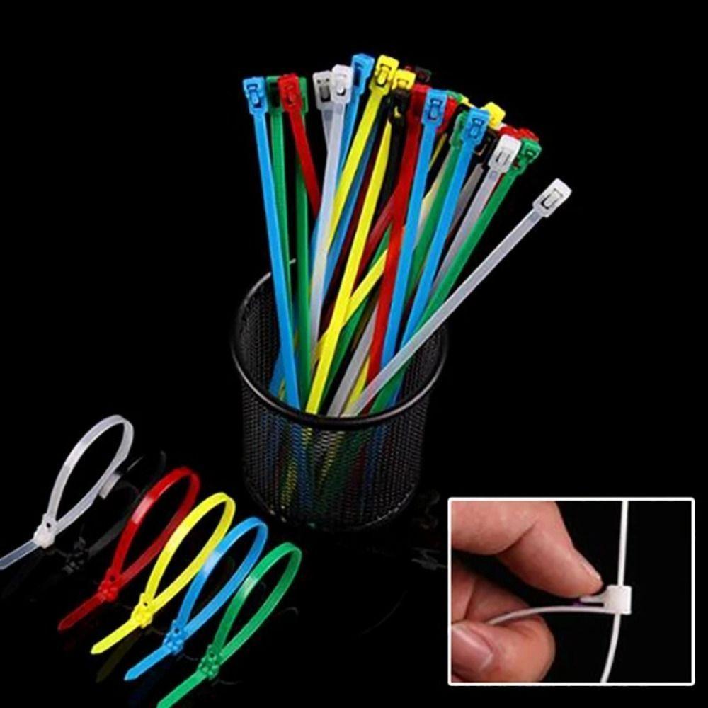 100pcs Random Colors Bundle Belt Reusable Strapping Tape Household Goods Cable Ties  Office