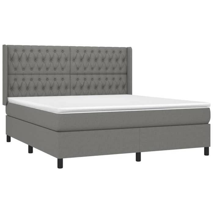 Maison Exclusive - Sommier à lattes de lit matelas LED Gris foncé 180x200 cm Tissu