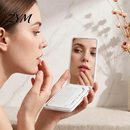 Compact Beauty Accessory Portable Folding Makeup Mirror with Comb, Travel Cosmetic Mirror, Pocket Size & Hair Detangling Comb for Women Girls