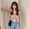 Chic Hollow Drawstring Knitted Sweater Women's Spring and Summer Small Sweet and Spicy Design Sense V-neck Lace-up Short Top