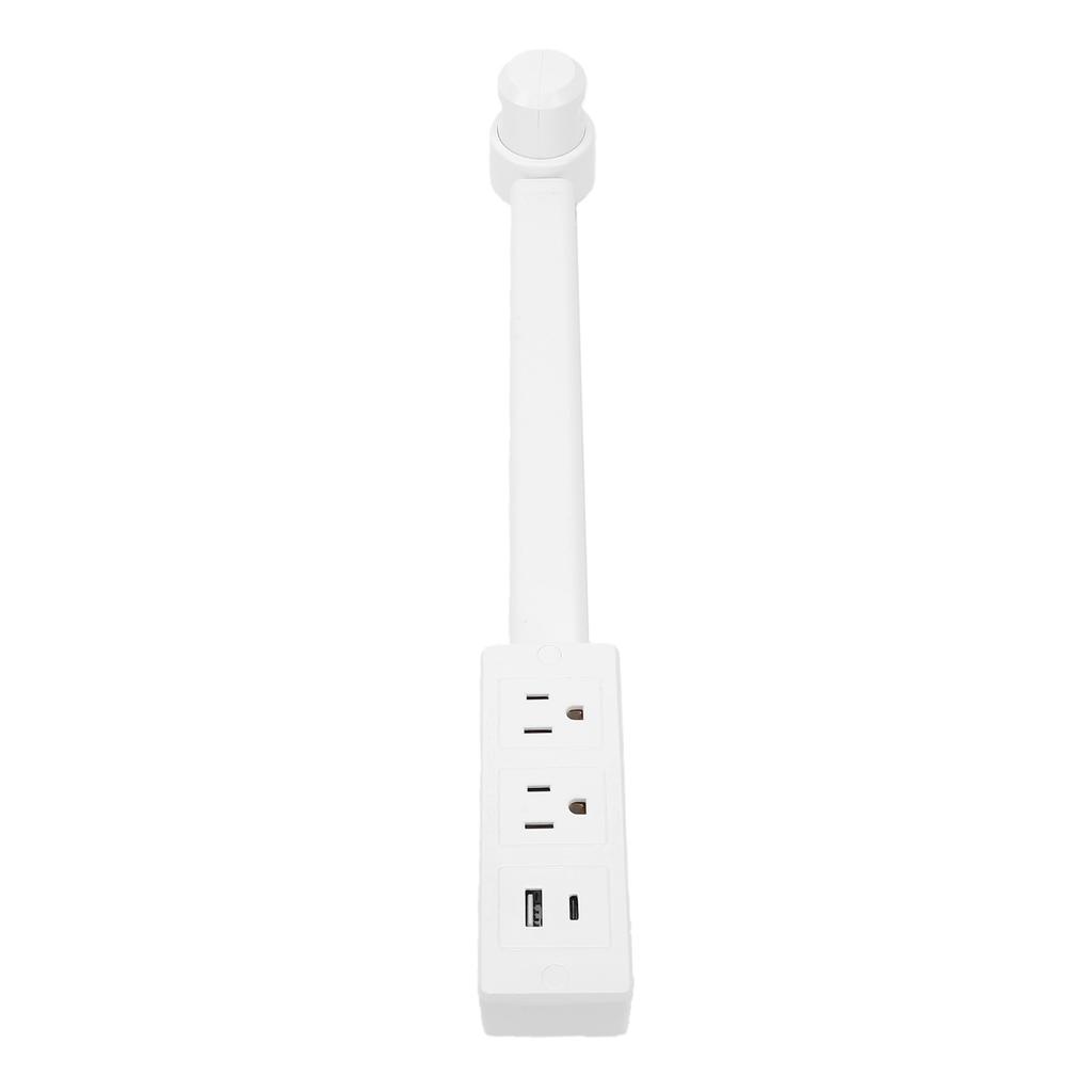 Удлинитель-розетка с 2 розетками переменного тока, портами USB Type-A и Type-C, 90-градусным вращением, выдвижной 17-27 дюймов для прикроватных тумбочек, дивана