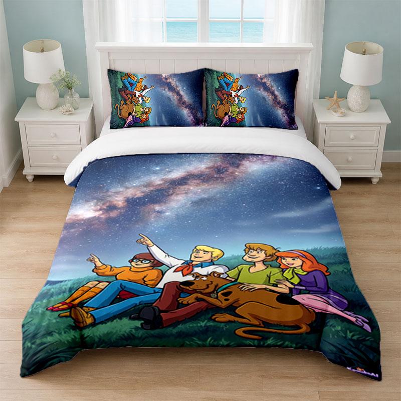 Scooby-Doo Bedroom 3Pcs Bedding Set Soft Bed Sheet Pillowcases Home Bedding Decoration