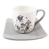 [Q3795] - Ceramic Espresso Cup & Saucer 'Un Amour De Chats' Gray White - 7. 9x5. 7cm