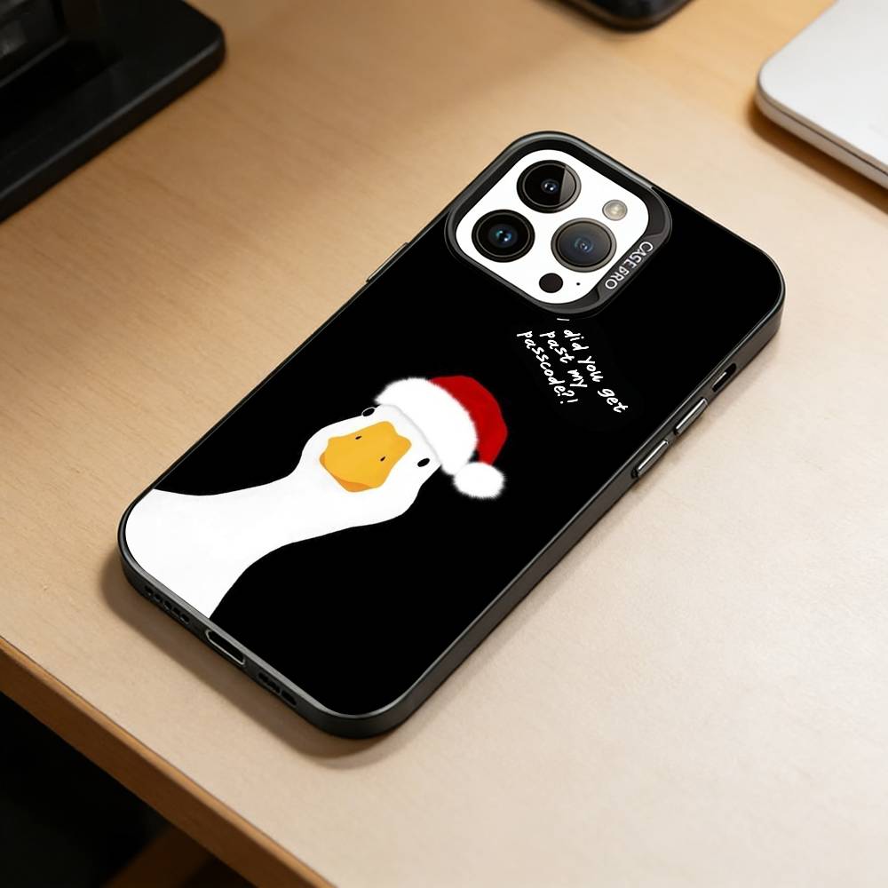 Little Cute Duck Phone Case For iPhone 17,16,15,14,13,12,11 Plus,Pro Max,XS,Colored Silver Plated Inside Cover