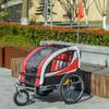 Baby Bike Trailer, Child Bicycle Trailer with 5 Point Harness, Steel Frame, Reflectors, Safety Flag, Hitch Coupler, Red
