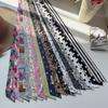 Cotton Oil Painting Scarf Thin Extended Long Ribbon Scarf Headband  Dressing Decoration