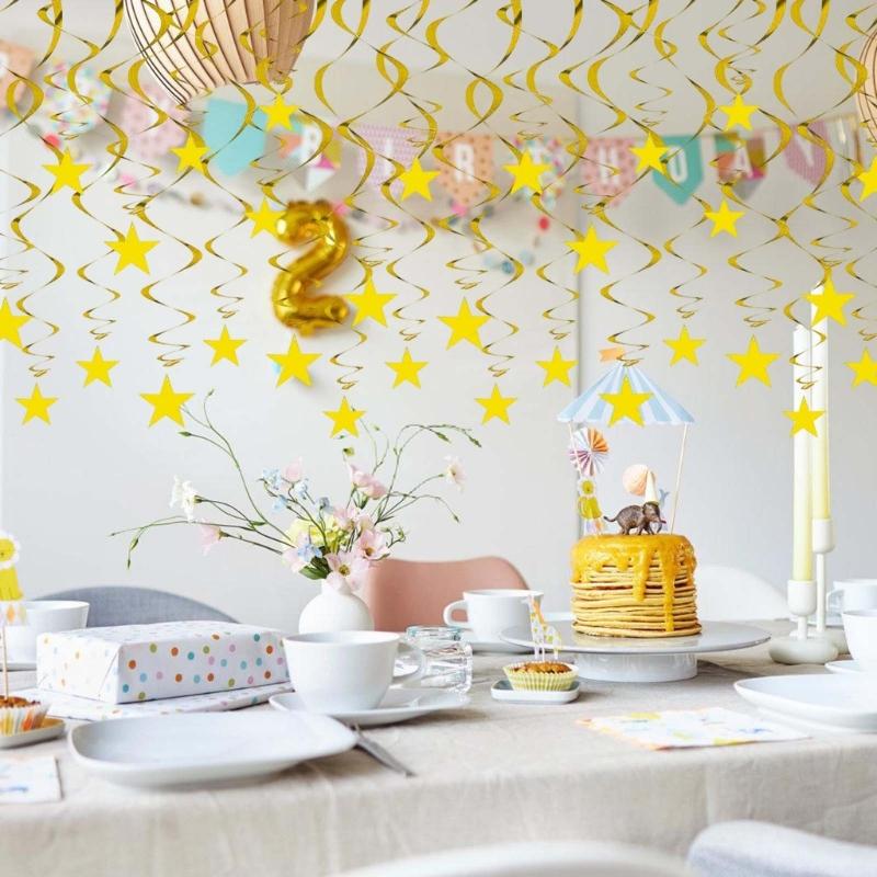 30 шт. Элегантные подвесные спирали со звездами для украшения фестивалей и вечеринок, разработанные для легкой установки и стабильного использования