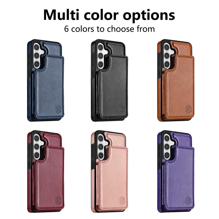 Кошелек однотонный кожаный чехол с магнитной двойной пряжкой и RFID-картой для Samsung Galaxy S24 Ultra S23 FE S22 Plus S21 S20