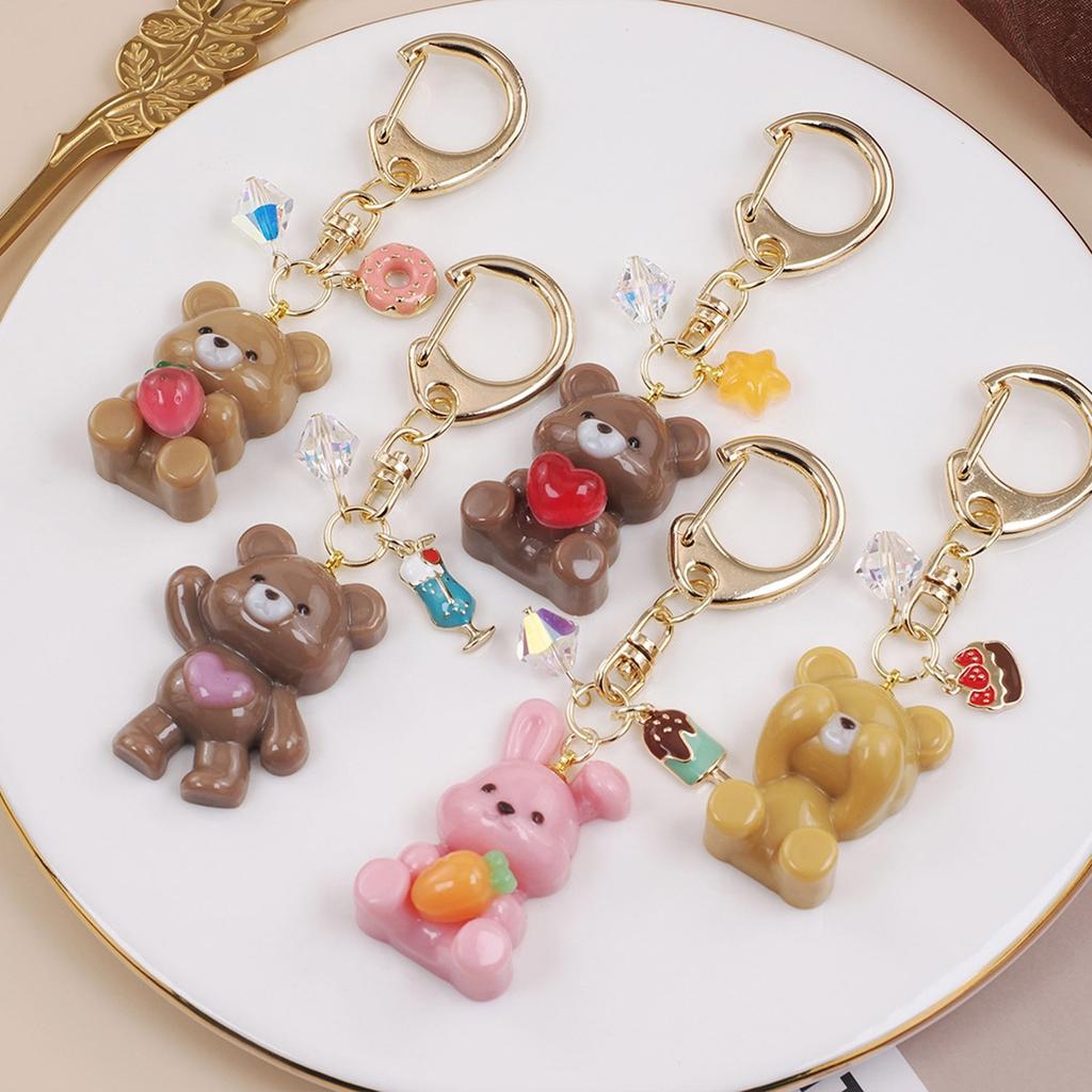 Resin Bear and Rabbit Keychain Moulds Pendant Silicone Mold Jewelry Crafting Molds for Crafting Crystal Epoxy Projects