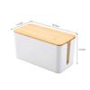 Creative Simple Wire Box Bamboo Wood Cover Cable Management Box Plug Board Storage Box Power Cord Charger Storage