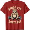 Kinda Fit Sorta Fat - Funny Gym Bear Weightlifting Workout T-Shirt Y2k Humor Raccoon Weightlifter Fitness Saying Tee Novelty Top