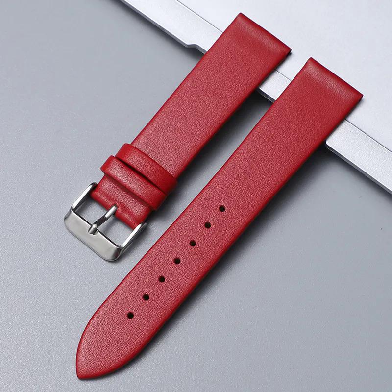 Ремешок для часов из мягкой кожи, ультратонкий ремешок 14 мм, 15 мм, 16 мм, 18 мм, 20 мм, 22 мм, сменный ремешок для наручных часов, ремешки для часов