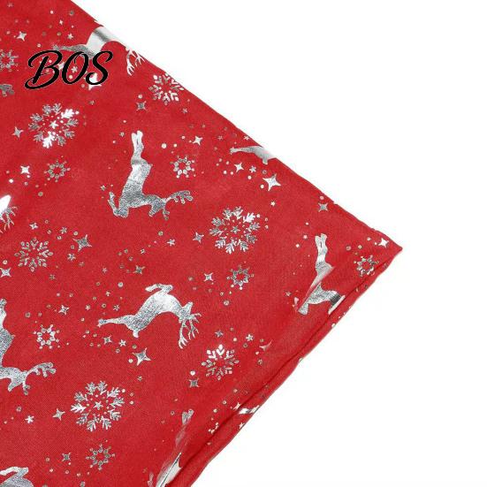 Soft Festive Neck Warmer Christmas Theme Scarf for Women, Glitter Sparkly Foil Reindeer Fashionable Seasonal Wear Print Scarves, Lightweight