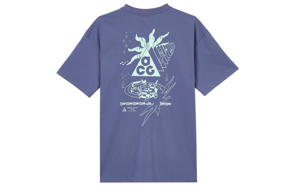 Men's Nike ACG T Shirts Men's Sand Purple Crew Neck Moderate Straight Fit