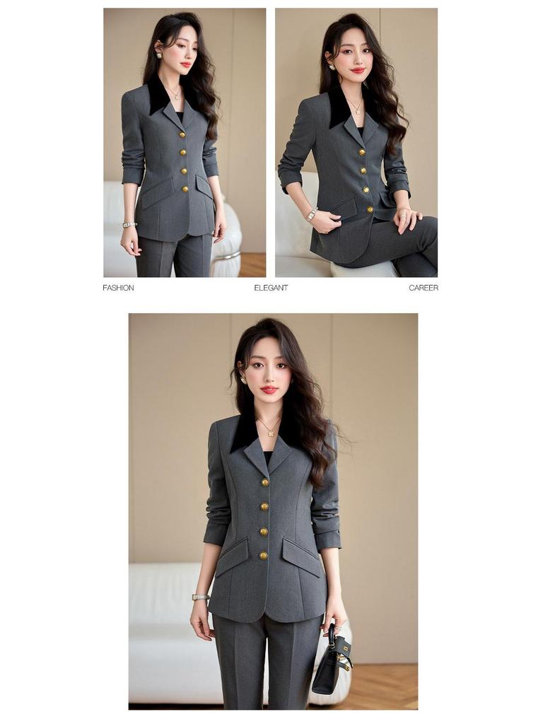 Комплект женского профессионального брючного костюма высокого класса - Осень 2024 Формальная рабочая одежда для изысканного образа