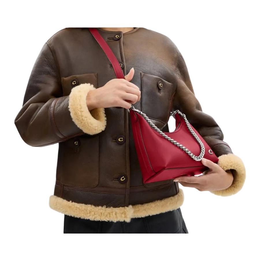Coach Juliet 25 Logo Zip Closure Leather Handbag Women handbag Ruby CW640-LHXEN