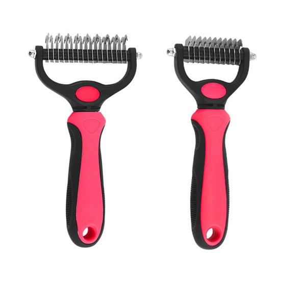 Щетка для вычесывания шерсти питомцев Двусторонняя расческа-грабли для подшерстка для собак кошек Очень широкая расческа для вычесывания и удаления колтунов у питомцев для груминга
