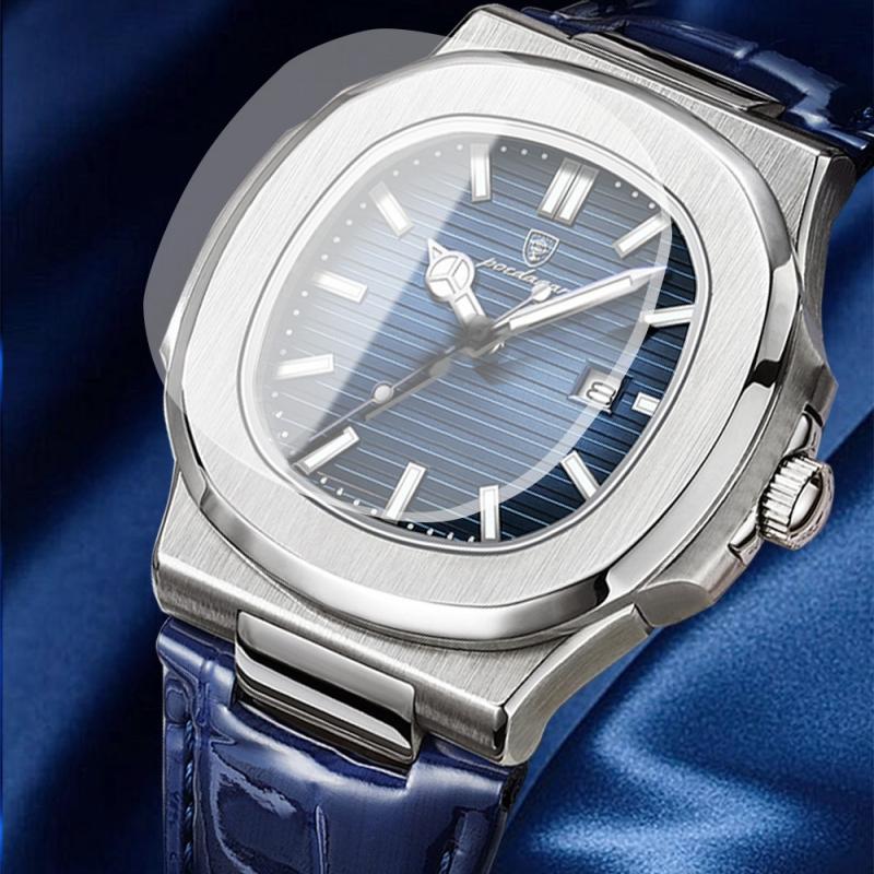 Новинка 2023 года, модные мужские кварцевые часы с простым циферблатом, светящимся водонепроницаемым календарем, кожаные спортивные мужские властные кварцевые часы