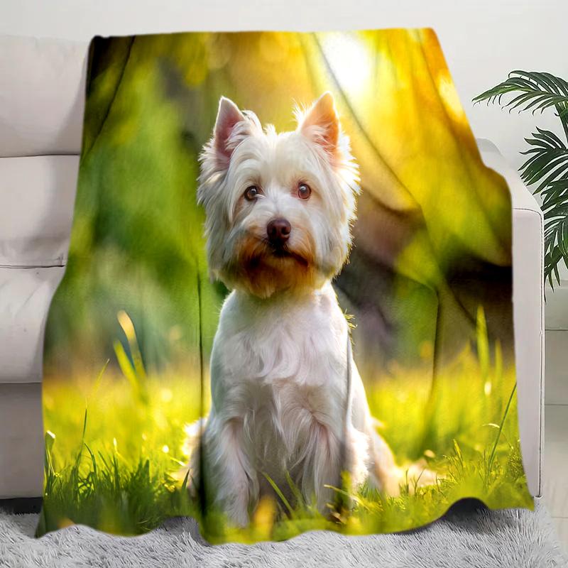 1PC Dog cute printed blanket, all season lightweight home office outdoor nap multifunctional blanket A9
