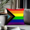 New RRainbow Flaged Cushion Cover Antidustmite Pillowcase Invisible Zipper Silky Short Plush Sofa Cushion Cover