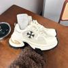 Autumn New Height Increase 7.5cm~ Cross Flower Platform Casual Sports Shoes Women's Platform Dad Shoes Running Shoes